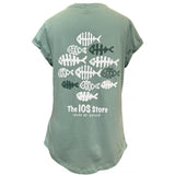 Fish Diamond Rolled Sleeve T-Shirt - Women's Fit - Sage