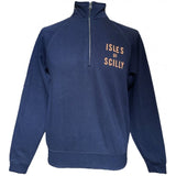 Isles of Scilly 1/4 Zip Sweatshirt - Unisex Fit - Navy & Orange