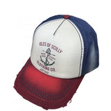 Isles of Scilly Distressed Trucker Cap - Red & Navy