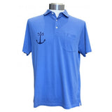 Joules Emmett Home is Where the Anchor Drops Soft Cotton Polo Shirt with Pocket - Blue