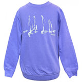 Kids Sail Boats Sweatshirt - Puff Print - Digital Lavender