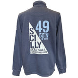 Lazy Jacks Scilly Sail Flag 1/4 Zip Sweatshirt - Unisex Fit - Pigment Dyed Denim