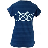 Lazy Jacks Textured Striped T-Shirt - Womens Fit - Indigo
