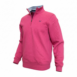 Classic Mens Crew Half Zip Sweatshirt - Red Marl