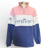 Lazy Jacks Ladies Panel Sweatshirt - Pink/ Denim