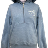 Palm Love Club - Womens Half Zip Sweatshirt - Sueded Light Blue Heather