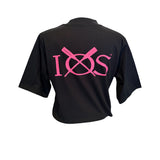 Womens Organic Cropped IOS tee - black