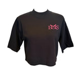 Womens Organic Cropped IOS tee - black