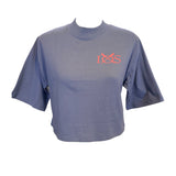 Womens Organic Cropped IOS tee - blue grey