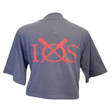 Womens Organic Cropped IOS tee - blue grey