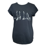 Sail Boats Rolled Sleeve T-Shirt - Women's Fit - Black