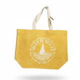 Ships and Waves Soft Washed Jute Bag - Saffron
