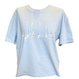 Ladies Oversized Organic Sail Boats Tee - Sky