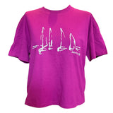 Ladies Oversized Organic Sail Boats Tee - Cherry