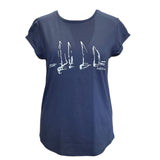 Sail Boats Rolled Sleeve T-Shirt - Women's Fit - Denim