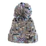 Corkscrew Pom Pom Beanie - Grey/ Lilac