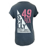 Scilly Sail Flag Rolled Sleeve T-Shirt - Women's Fit - Denim