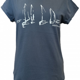 Sail Boats Rolled Sleeve T-Shirt - Women's Fit - Denim