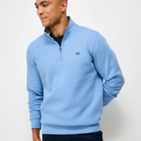 Classic Mens Crew Half Zip Sweatshirt - Blue Marl