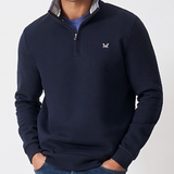 Classic Mens Crew Half Zip Sweatshirt - Dark Navy