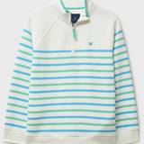 Womens Crew 1/2 Zip Sweatshirt - Blue/Green Stipe