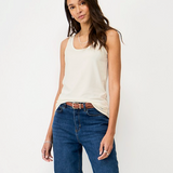 Womens Crew Vest - White Linen