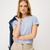 Womens Crew Stripe Slub T-Shirt - Royal/White