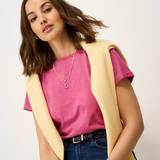Womens Crew Stripe Slub T-Shirt - Pink