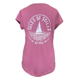 Ships & Waves Rolled Sleeve T-Shirt - Women's Fit - Berry