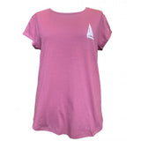 Ships & Waves Rolled Sleeve T-Shirt - Women's Fit - Berry
