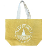 Ships and Waves Soft Washed Jute Bag - Saffron