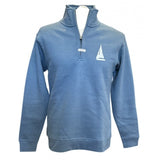 Unisex 1/4 Zip Ships and Waves Sweat - Ocean Blue