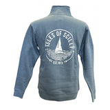 Unisex 1/4 Zip Ships and Waves Sweat - Ocean Blue