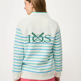 Womens Crew 1/2 Zip Sweatshirt - Blue/Green Stipe