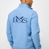 Classic Mens Crew Half Zip Sweatshirt - Blue Marl