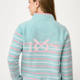 Womens Crew 1/2 Zip Sweatshirt - Blue/Pink